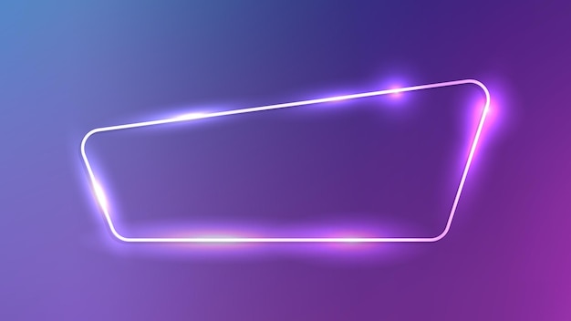 Neonowa zaokrąglona ramka z błyszczącymi efektami na ciemno fioletowym tle Puste świecące techno tło Ilustracja wektorowa