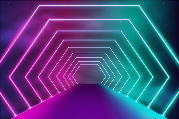 Neonowe tło o geometrycznych kształtach