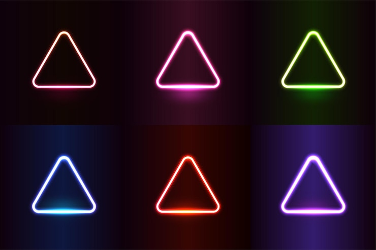 Wektor neonowy efekt świetlny kształtuje kolorowe realistyczne
