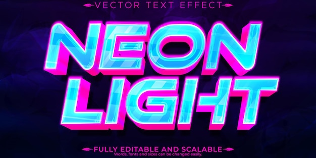 Neonowy efekt tekstowy edytowalny w stylu retro i świecącego tekstu