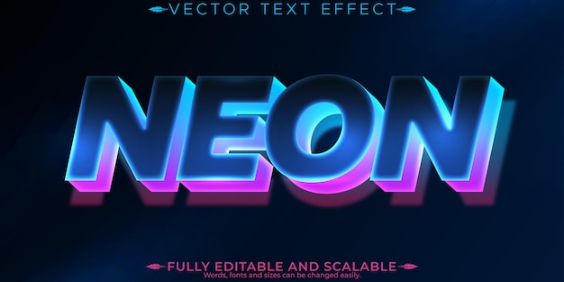 Neonowy efekt tekstowy edytowalny w stylu retro i świecącego tekstu