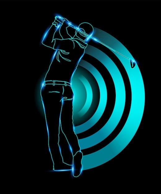 Plik wektorowy neonowy golfista