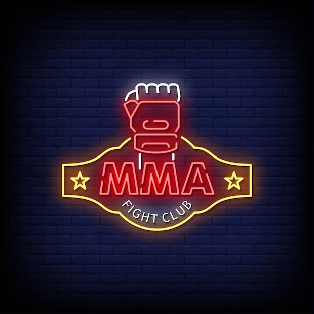 Neonowy Szyld Mma Fight Club Na Ceglanej ścianie