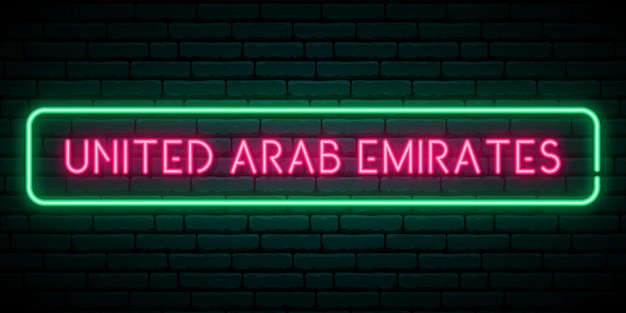 Neonowy Szyld Zjednoczonych Emiratów Arabskich