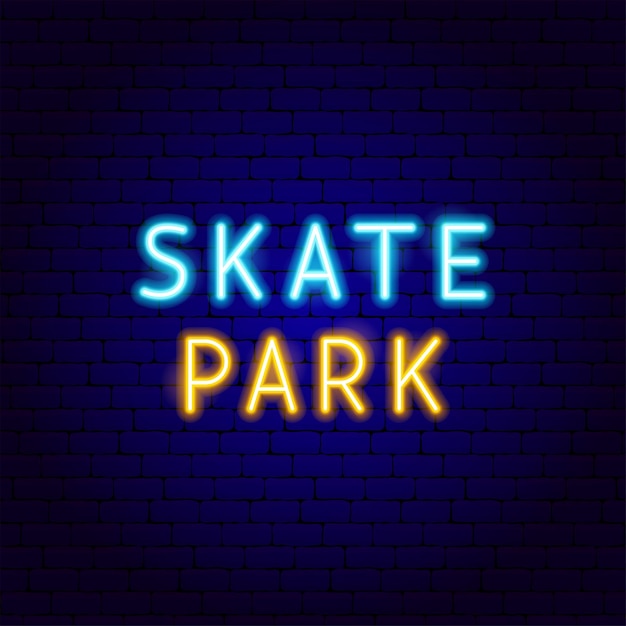 Neonowy tekst w skateparku