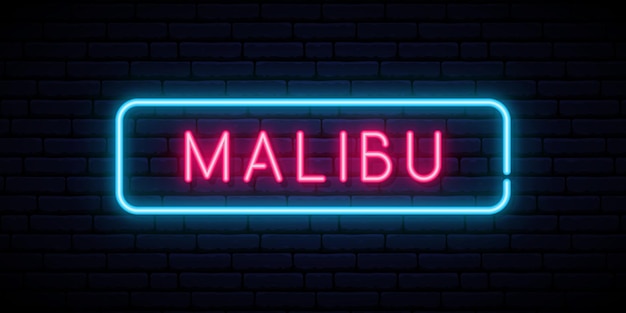 Plik wektorowy neonowy znak malibu jasny szyld świetlny