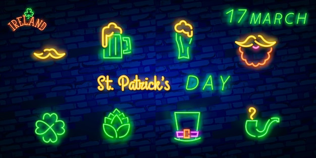 Neonowy Znak Patrick's Day.