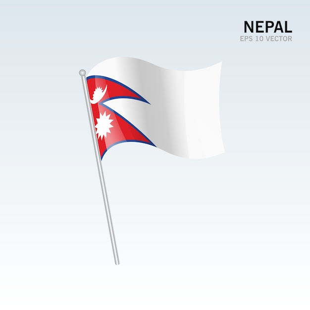 Nepal Macha Flaga Odizolowywająca Na Popielatym Tle