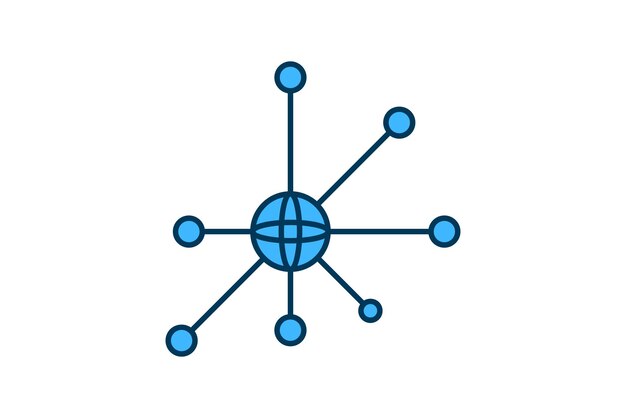 Networking Nodes ikona ikona związana z Start Up nadaje się do interfejsów użytkownika aplikacji stron internetowych drukowalne itp styl ikony płaskiej linii prosty projekt wektorowy edytowalny