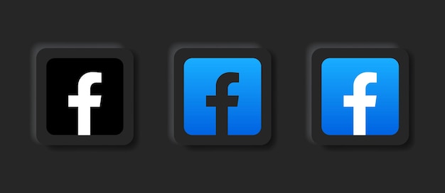 Plik wektorowy neumorficzna ikona logo facebook dla popularnych ikon mediów społecznościowych logo w przyciskach neumorfizmu