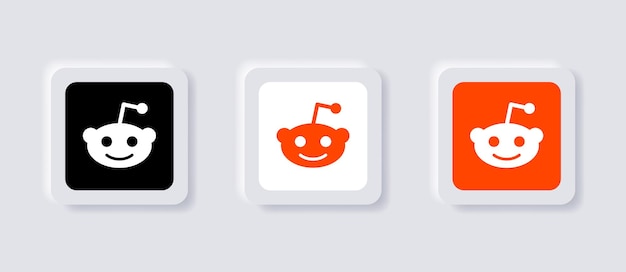 Neumorficzna Ikona Logo Reddit Dla Popularnych Ikon Mediów Społecznościowych Logo W Przyciskach Neumorfizmu