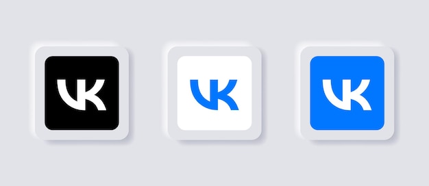 Neumorficzna Ikona Logo Vkontakte Vk Dla Popularnych Ikon Mediów Społecznościowych Logo W Przyciskach Neumorfizmu