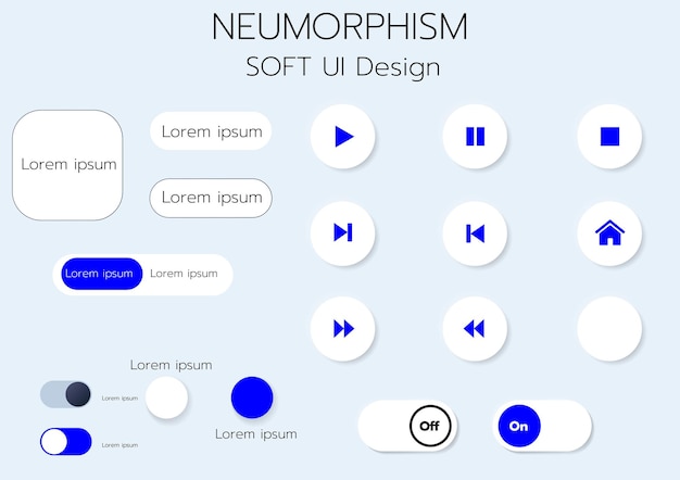 Neumorfizm 3d Miękkie Przyciski 3d Do Projektowania Interfejsu Użytkownika