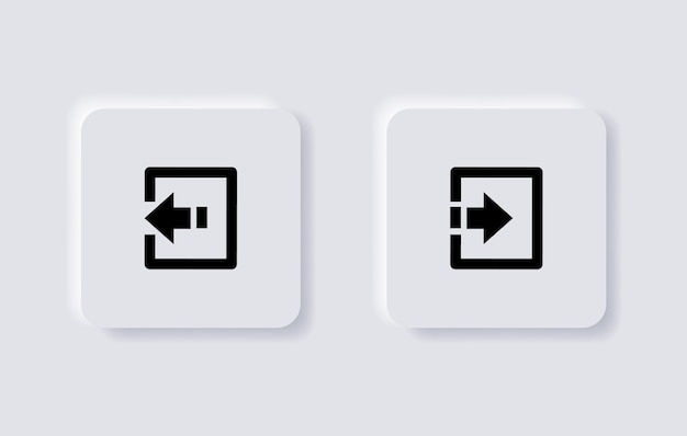 Plik wektorowy neumorfizm strzałka logowanie ikona wylogowania wyjście wejście symbol dla aplikacji ui ux web w białych przyciskach neumorficznych
