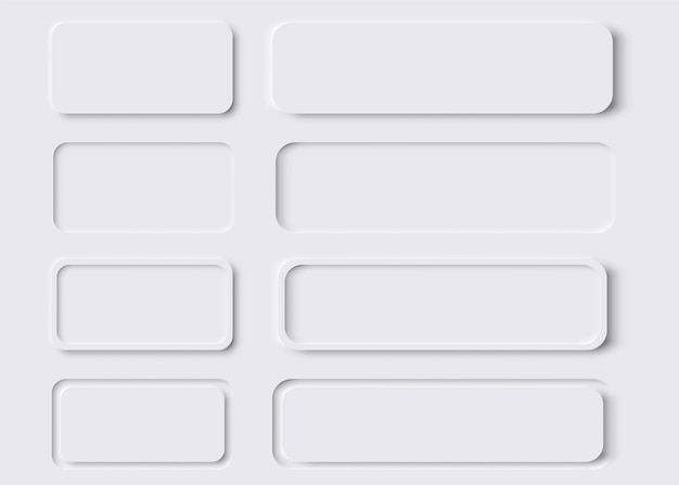 Neumorphic prostokąt Zestaw ilustracji wektorowych Neumorphic UI Design Elements