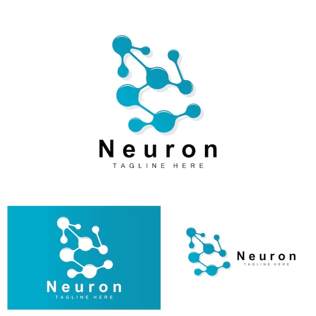 Neuron Logo Design Wektor Ilustracja Komórek Nerwowych Molekularna Marka Zdrowia Dna