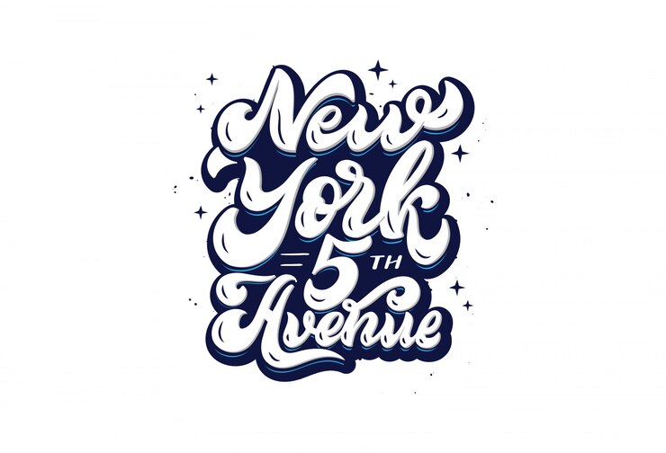 Wektor new york 5th avenue - ręcznie rysowane frazę literowanie na białym tle