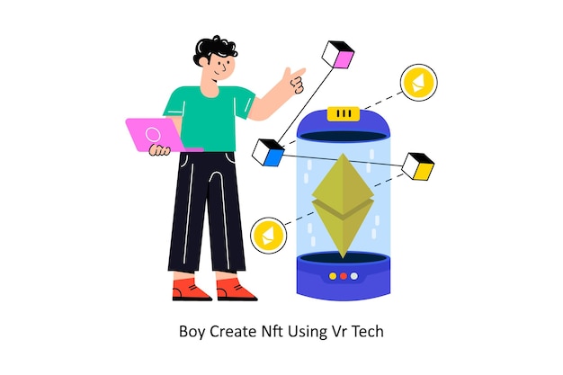 Nft Przy Użyciu Ilustracji Wektorowych Vr Tech Flat Style Design Stock Ilustracji