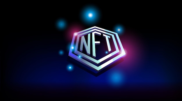 NFT tło w stylu retro z miejsca na kopię. Baner Niewymienny token.