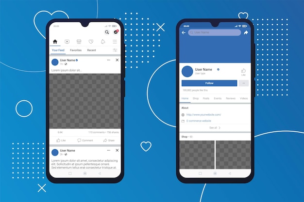 Niebieska Makieta Aplikacji Społecznościowej Do Edycji Szablonu Vector