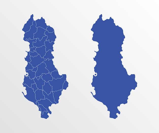 Plik wektorowy niebieska mapa albanii z regionami