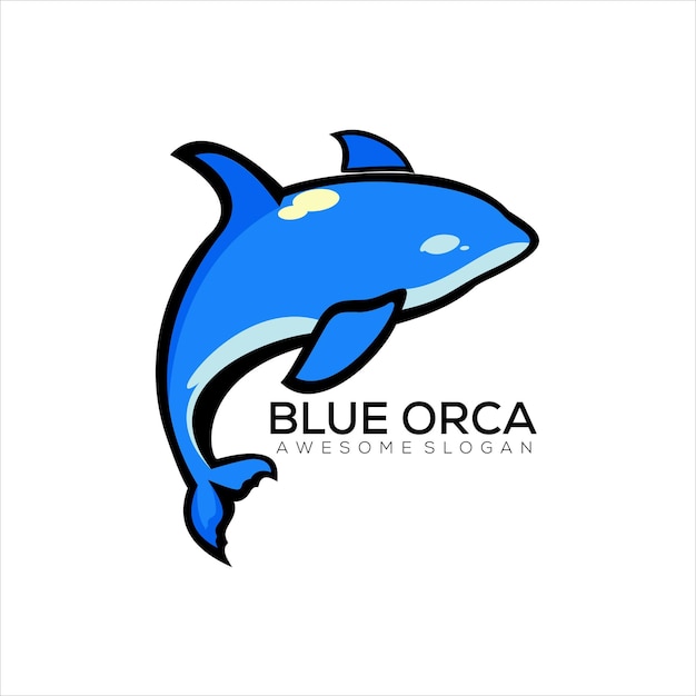 Niebieska maskotka z logo Orca