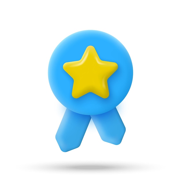 Niebieska Okrągła Odznaka Z żółtą Gwiazdą W Minimalistycznym Stylu 3d Cartoon Gwarancja Jakości I Najlepszego Produktu