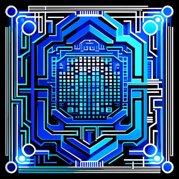 Plik wektorowy niebieska płytka obwodów binarnych cyfrowa niebieskie tło w kwadratowym rysunku wektorowym qr