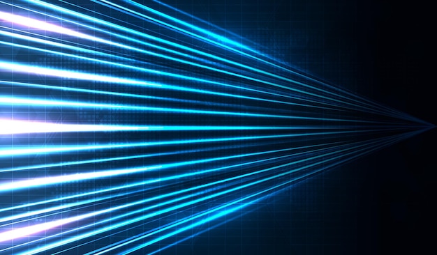 Niebieska smuga światła światłowodowa linia prędkości futurystyczne tło dla technologii bezprzewodowej transmisji danych 5g lub 6g szybki internet w abstrakcyjnym projekcie sieci internetowej koncepcja wektor
