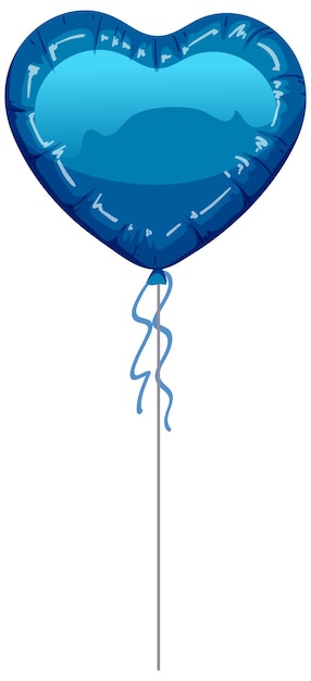 Niebieski Balon W Kształcie Serca Na Białym Tle