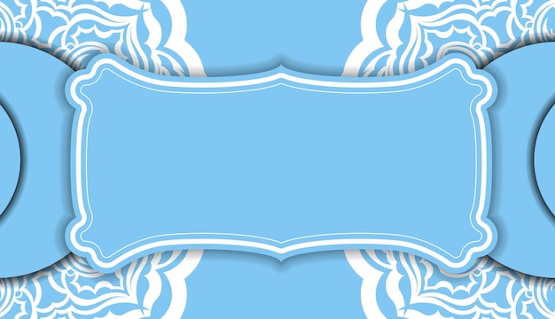 Niebieski Baner Z Luksusowym Białym Wzorem I Miejscem Na Tekst