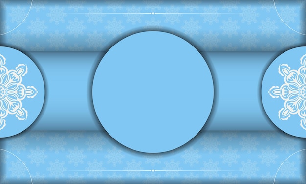 Plik wektorowy niebieski baner z vintage białym wzorem i miejscem na logo lub tekst