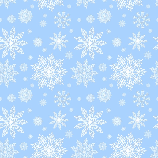 Niebieski Bezszwowy Wzór Z Płatkami śniegu Na Boże Narodzenie Projekt Ilustracji Wektorowych