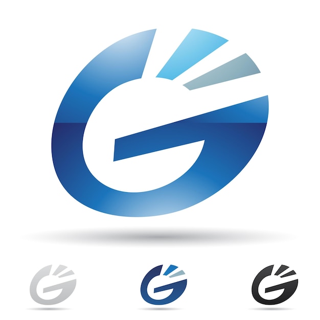 Niebieski Błyszczący Abstrakcja Logo Ikona Pasiasty Okrągły List G