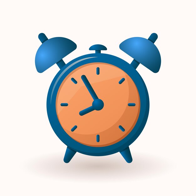 Plik wektorowy niebieski budzik zegar z dzwonkiem ilustracja wektora wolumetrycznego z izolowaną ikoną gradientu