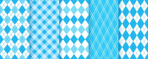 Niebieski diament bez szwu wzorów. Bawarski Oktoberfest tła. Ustaw romby nadruki w kratę