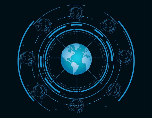 Niebieski Futurystyczny Mapa świata