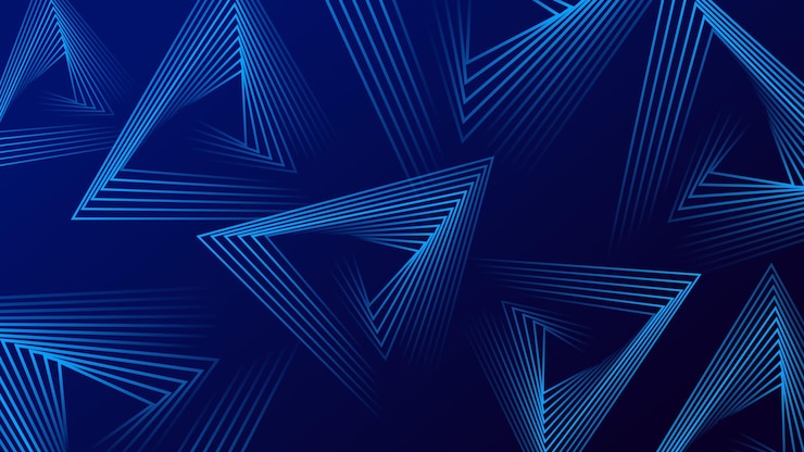 Wektor niebieski gradient abstrakcyjne tło z trójkątnym wzorem linii futurystyczna koncepcja technologii ilustracja wektorowa