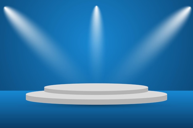 Niebieski Gradient Realistyczne 3d podium tło wektor wzór.