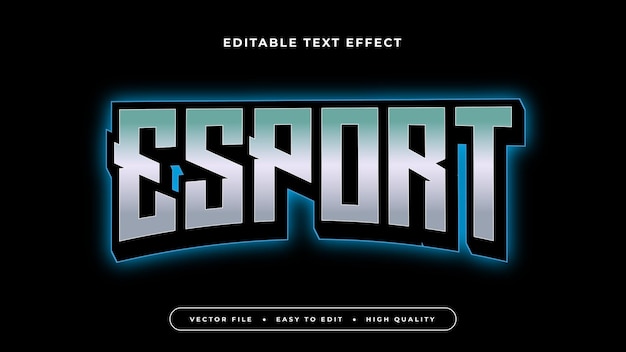 Niebieski i szary szary esport 3d edytowalny efekt tekstu styl czcionki