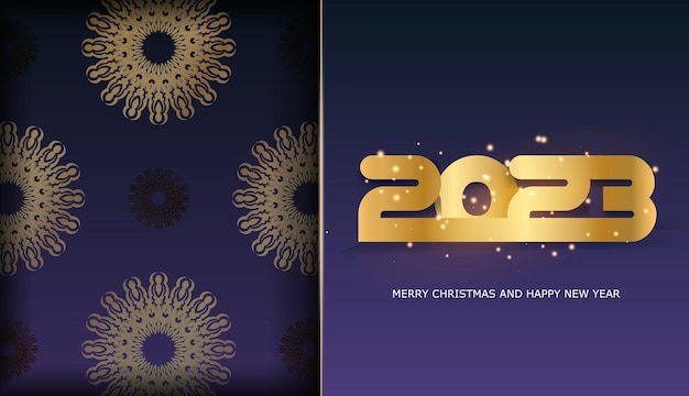 Niebieski I Złoty Kolor 2023 Plakat świąteczny Szczęśliwego Nowego Roku