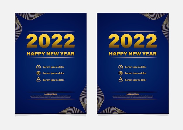 Niebieski I Złoty Szablon Ulotki Obchodów Nowego Roku