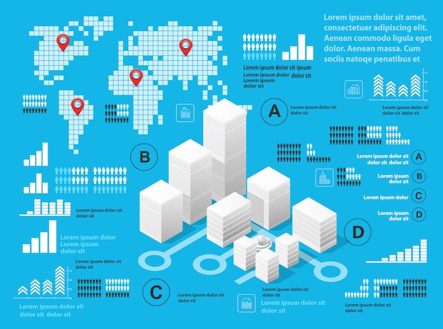 Niebieski Ilustracja Infografiki