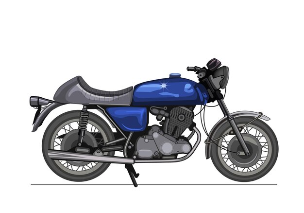 Plik wektorowy niebieski klasyczny wektor motocyklowy z izolowanym na białym tle