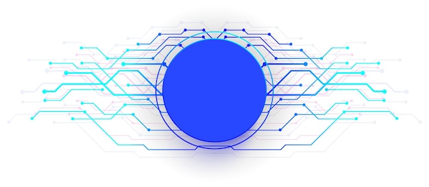 Niebieski krąg z niebieskimi liniami elementów technologicznych Wektor Tło