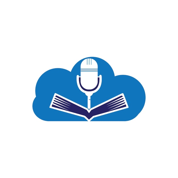 Plik wektorowy niebieski mikrofon z książką w chmurze