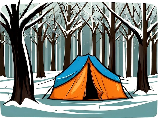 Plik wektorowy niebieski namiot z niebieskim namiotem w śniegu
