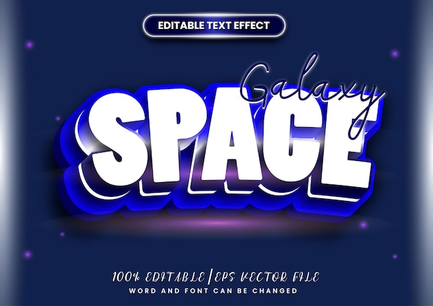 Plik wektorowy niebieski neon w przestrzeni galaktycznej tekst edytowalny styl efektu tekstu