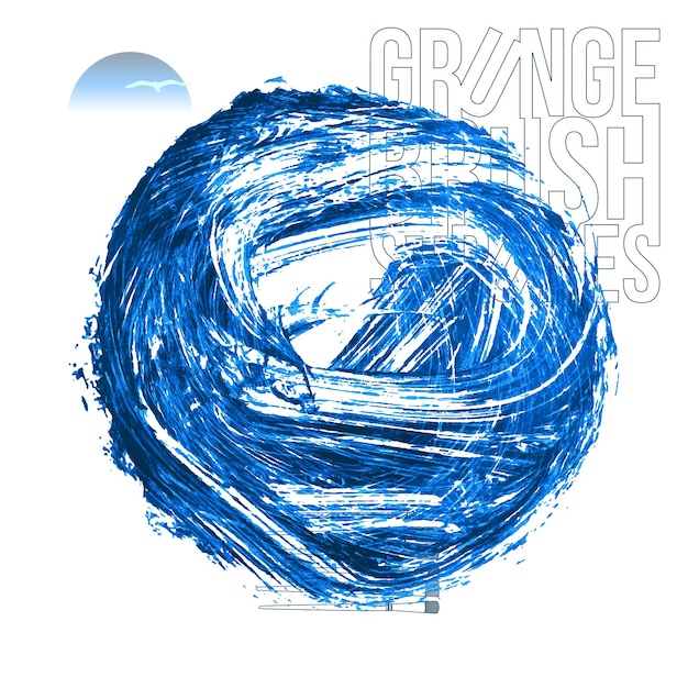 Niebieski pociągnięcie pędzla i tekstura Grunge wektor abstrakcyjny ręcznie malowany element