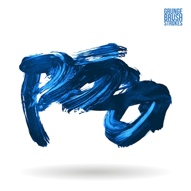 Niebieski Pociągnięcie Pędzla I Tekstura Grunge Wektor Abstrakcyjny Ręcznie Malowany Element